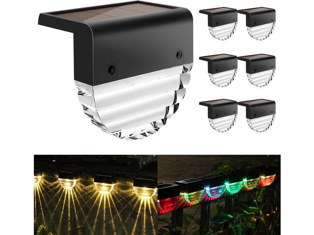 Melunar Solar Deck Lights, 6 Pack Waterproof LED Solar Step Light Outdoor, Fence Lights Solar Powered for Outside, Garden, Patio, Stairs,Yard,10...
