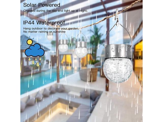 SUNWIND Hanging Solar Ball Lights Outdoor - 8 Pack Cracked Glass Decorative Garden Lights Waterproof Solar Lanterns for Yard, Patio, Fence, Tree,...