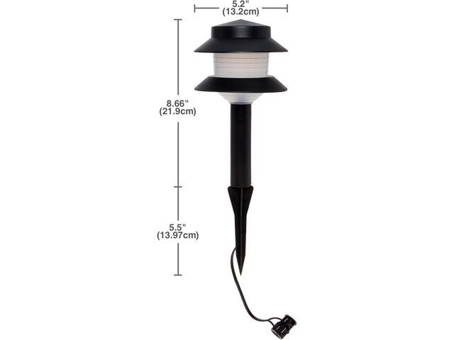 GreenLighting 35 Lumen Modern 2-Tier Low Voltage Path Light - Outdoor 2.5 Watt Landscape Light (12 Pack, Black)