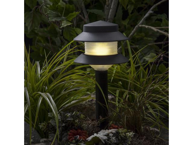 GreenLighting 35 Lumen Modern 2-Tier Low Voltage Path Light - Outdoor 2.5 Watt Landscape Light (12 Pack, Black)
