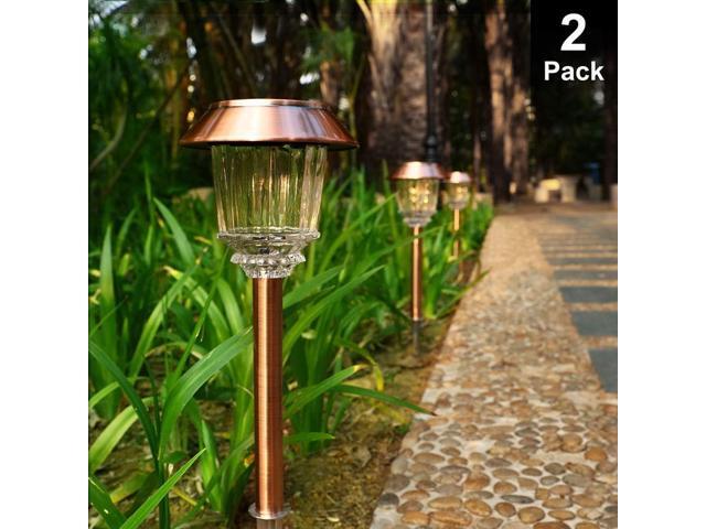 DenicMic Solar Garden Lights Outdoor Pathway Lights Glass Stainless Steel Waterproof Solar Powered Landscape Lighting for Yard Patio Lawn Path...