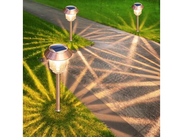 DenicMic Solar Garden Lights Outdoor Pathway Lights Glass Stainless Steel Waterproof Solar Powered Landscape Lighting for Yard Patio Lawn Path...