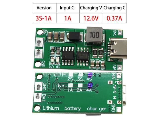 Multi-Cell 3S Type-C To 12.6V Step-Up Boost LiPo Polymer Li-Ion Charger Lithium Battery Charger Module 1A