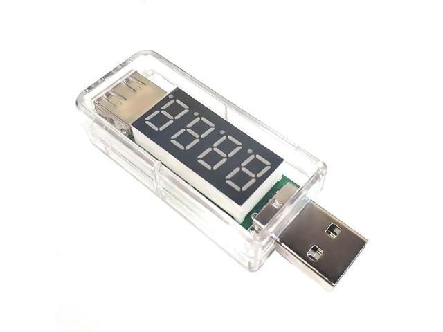 Digital USB Mobile Power charging current voltage Tester Meter Mini USB charger doctor voltmeter ammeter Turn transparent(Straight white)