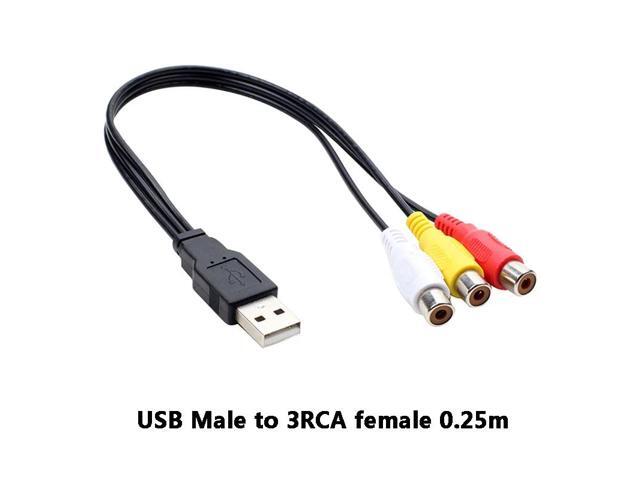 1pc USB Male Plug To 3 RCA Female Adapter Audio Converter Video AV A/V Cable USB To RCA Cable For HDTV TV Television Wire Cord
