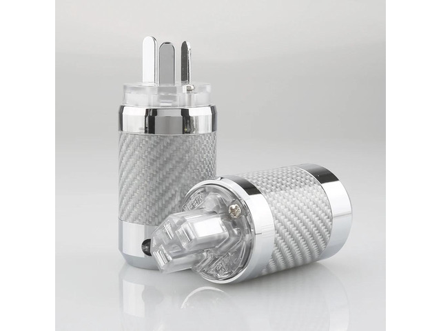 A Pair FP841 Carbon Fiber Rhodium Plated AU Australia Male Female Power Connecto