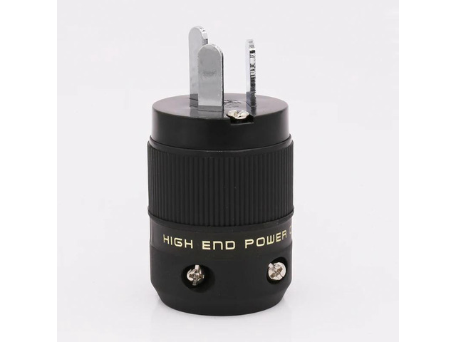 2 pieces Hi-End Rhodium Plated AU Mains Power Plug Male Copper Connector Cable Cord 3 Pin HiFi