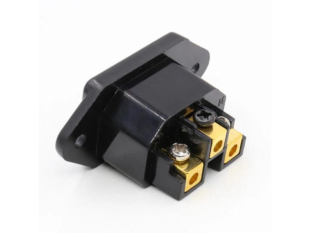 10 piece FI-07(G) 24K Gold plated IEC Socket Mains Power Inlet Socket Male Panel