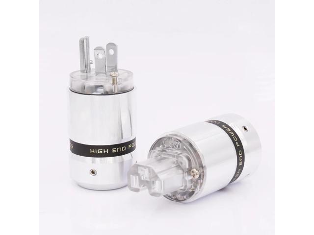 1 Pair Rhodium Plated US Power Cable Plug IEC Connector Female male Plug HIFI DIY Mains Power Cable