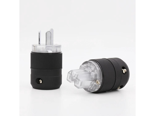 Pair Unprinted Rhodium Plated EU European Power plug Connector