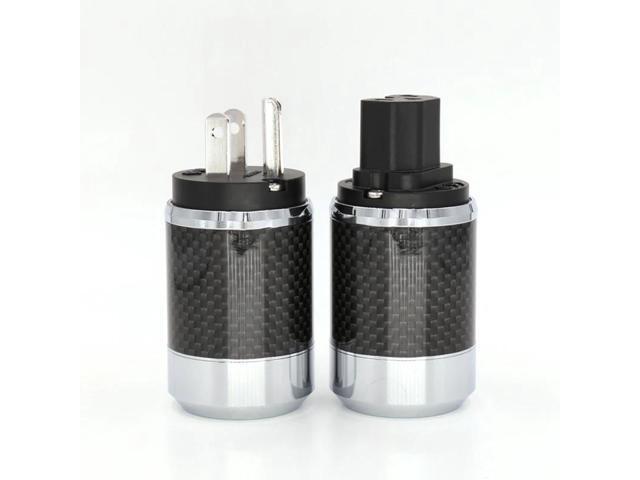 Rhodium Plated US Power Cord Plug Carbon fiber US AC power plug male and female