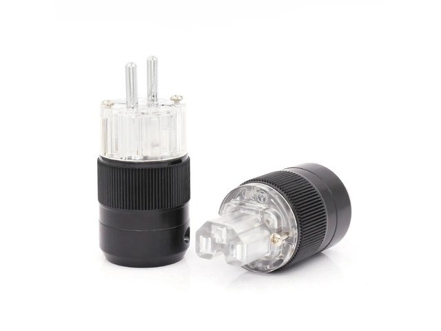 24K Gold Plated/Rhodium Plated EU AC power plug+IEC power connector(T-Rhodium Plated)