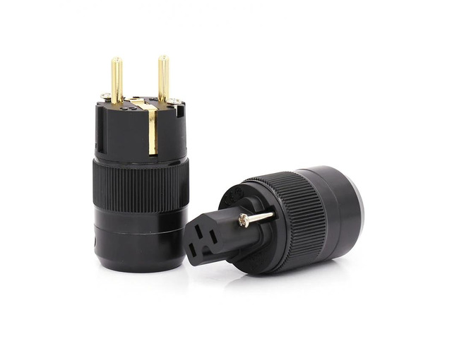 One pair 24K Gold Plated EU version AC power plug IEC power connector for audio 