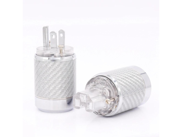 Hi-end Carbon Fiber Rhodium Plated US Mains Power Plug IEC Plug for audio power cable 1 pair