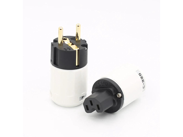 1Pair Hifi Audio EU Standard Gold plated Power Plug for audio DIY power wire