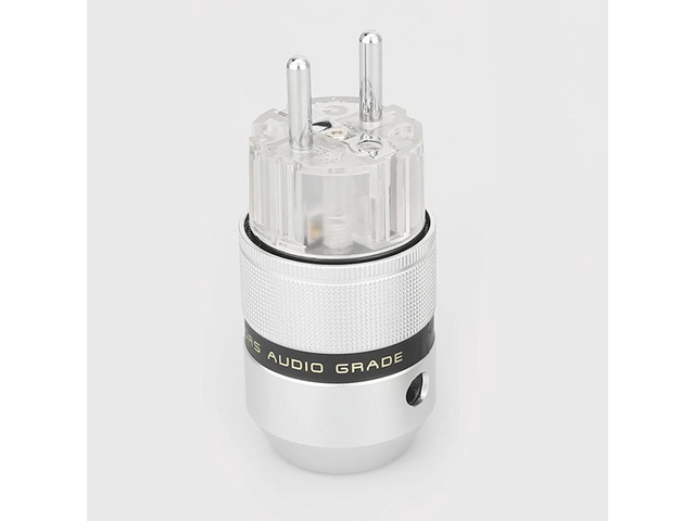 Pair Aluminium cover Rhodium Plated AC power plug European EU Power connector JACK(Only Male plug)