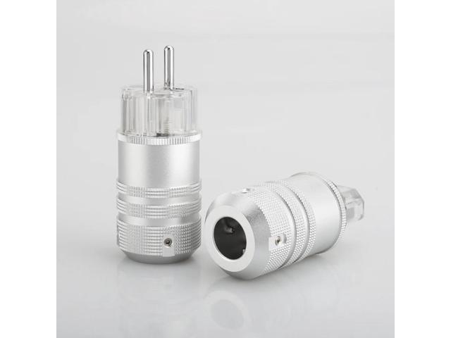 Euro 2 Pin Plug Audio Grade EU Power Plug Rhodium Plated For DIY Power Cord Extension Power Cable HIFI(male female)