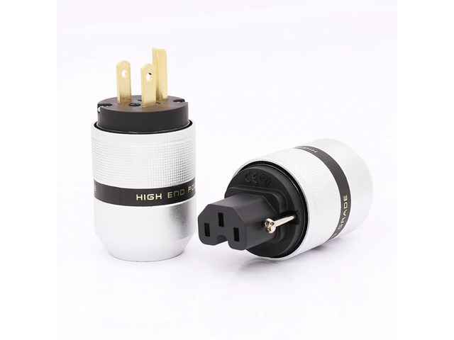 Hi End Audio Aluminum Rhodium Gold Plated Power Plug Connector+IEC Female Plug(Gold US pair)