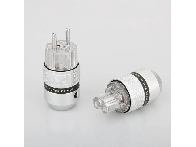 Hi End Audio Aluminum Rhodium Gold Plated Power Plug Connector+IEC Female Plug(T- Rhodium EU Pair)