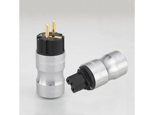 pair P105BG 24k Gold plated Power connetor Europe EU Power Plug IEC Audio Connector(Male and Female)