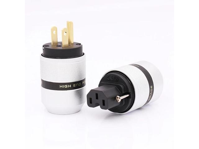 one pair pure copper 24k gold plated US AC Power Plug Copper US plug & IEC audio Power Cord Cable