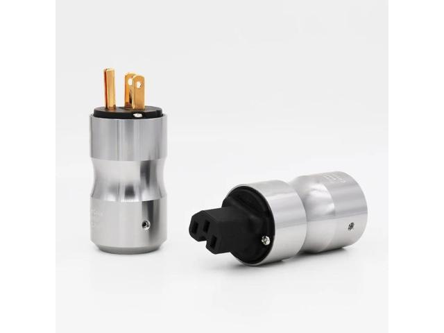 Gold Plated US Power Plug Connector US Mains Power AC Cord Plug+IEC Female Connector Pair