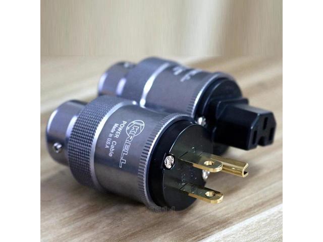 Gold Plated US Power Plug Connector Power Cord Plug+IEC Female Connector for CD player(Male and Female)