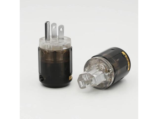 P004+C004 Rhodium Plated US Power Plug HIFI US ac power cord plug+IEC Female Connector