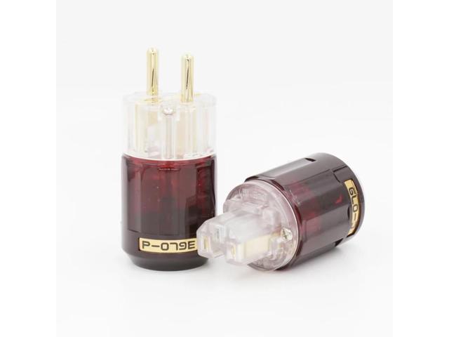 One pair transparent C-079 IEC P-079e 24k Gold-Plated Pure connector IEC EU plug For Audio Cable DIY