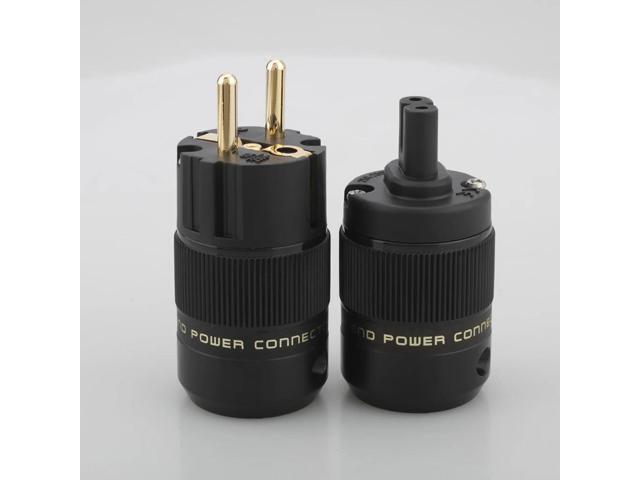 Pair Hi End Gold plated Figure 8 C7 & Power Plug hifi Audio speaker amplifier AC Power cord IEC