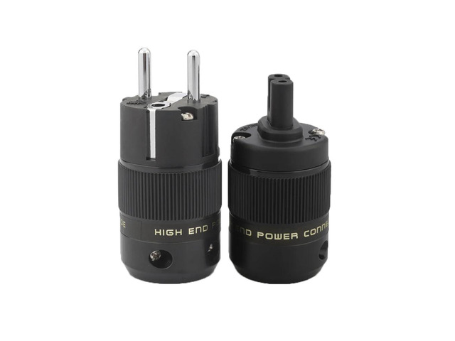 Pair Hi End Rhodium plated Figure 8 C7 & Power Plug hifi Audio speaker amplifier