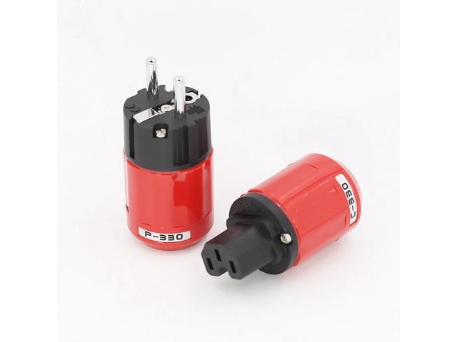 Pair Hifi Audio Grade Rhodium Plated EU AC Power Plug+ IEC Connector Plug DIY Power Cord