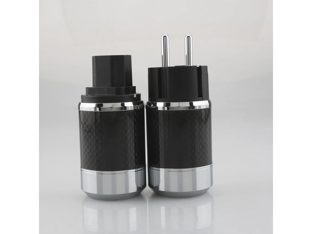 Pair Hi-end Carbon Fiber Rhodium Plated AC Power cable IEC female connector Hifi