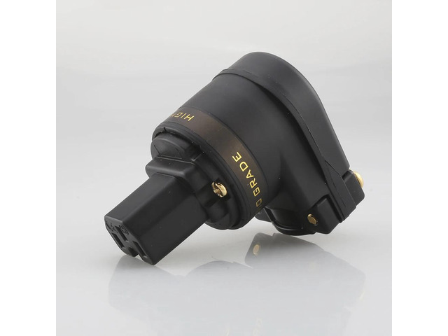 Gold Plated Mains Right Angle Male Plug to IEC C13 Female Socket HIFI Power Conn