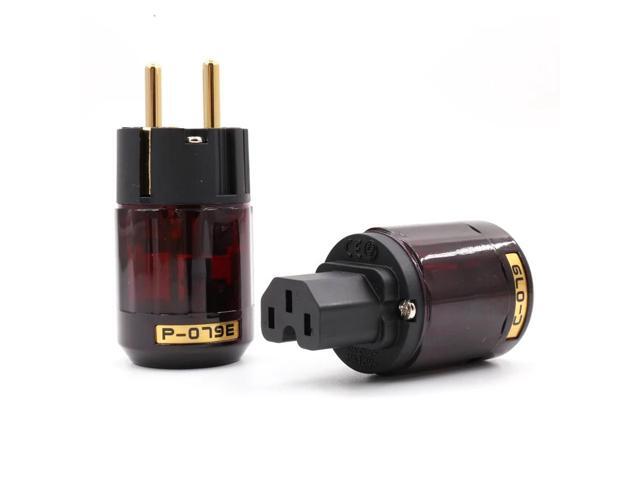 Hifi Brass 24k Gold-Plated P-079E+pure copper C079 EU Power Plug ac power cord plugs(1pair)