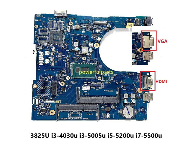 3458 3558 5458 5558 5758 Laptop Motherboard HDMI I3-5TH 0F0FC6 027C5F 0FRV68 AAL10 LA-B843P