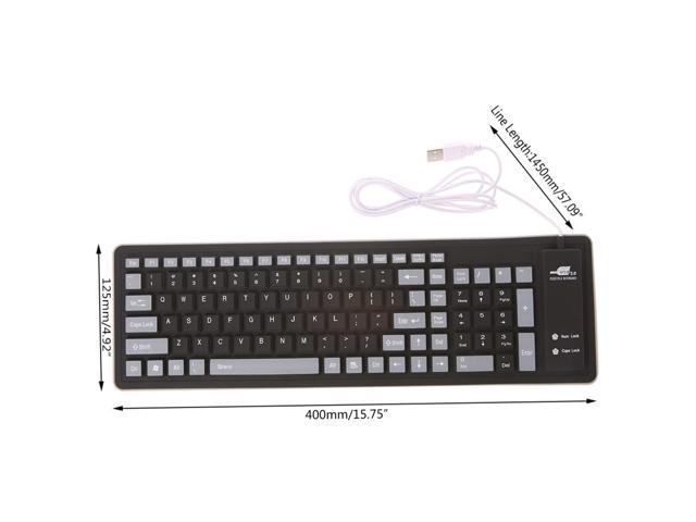 Foldable Keyboard Waterproof USB Wired Keyboard 103 Keys Silicone Soft Keyboard