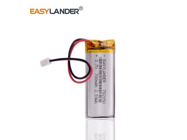 JST 1.25mm 2 pin 3.7V 700mAh 702050 Lithium Polymer LiPo Rechargeable Battery For Mp3 DVR PAD DVD bluetooth camera