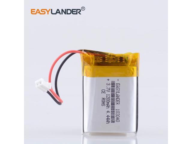 JST PH 2.0mm 2pin 103040 1200mAh Lithium Polymer LiPo battery replacement in the headphones radio DVR Bluetooth column
