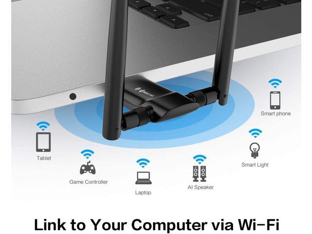 Wireless USB WiFi Adapter for PC - 802.11AC 1200Mbps Dual 5Dbi Antennas 5G/2.4G WiFi USB for PC Desktop Laptop MAC Windows...