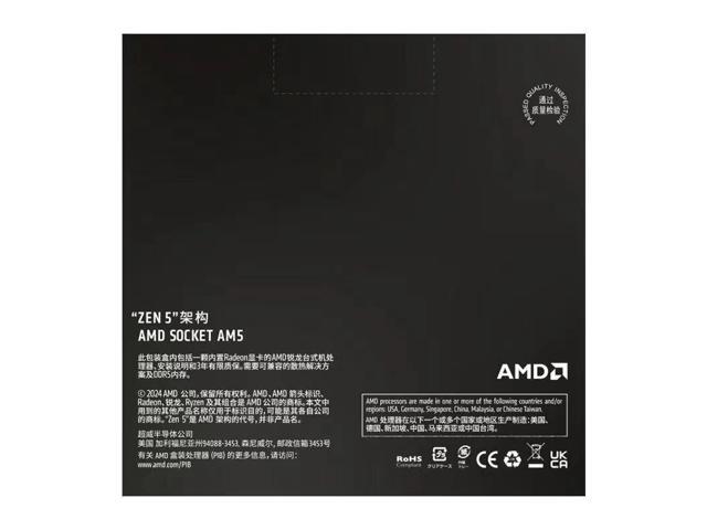AMD Ryzen 5 9600X - Ryzen 5 9000 Series Granite Ridge (Zen 5) 6-Core 3.9 GHz - Socket AM5 65W - Radeon Graphics Processor - 100-100001405WOZ -...