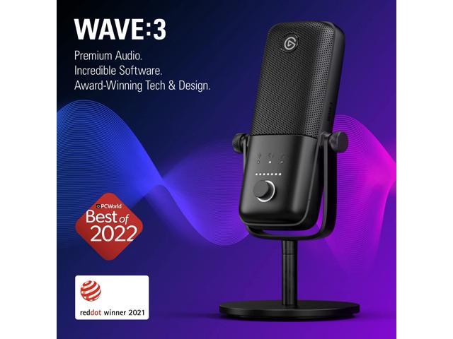 Elgato Wave:3 - Premium Studio Quality USB Condenser Microphone for Streaming, Podcast, Gaming and Home Office, Free Mixer Software, Sound Effect...