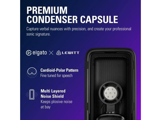 Elgato Wave:3 - Premium Studio Quality USB Condenser Microphone for Streaming, Podcast, Gaming and Home Office, Free Mixer Software, Sound Effect...