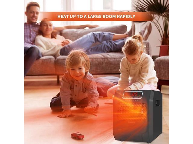 VOLTORB Freestanding Portable Electric Space Heater for Bedroom or Indoor Use with LED Display, Remote Control, and Fan Only Mode, Black