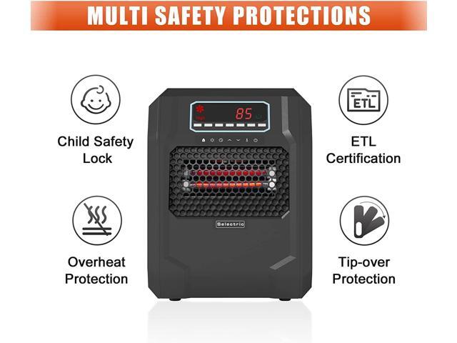 VOLTORB Freestanding Portable Electric Space Heater for Bedroom or Indoor Use with LED Display, Remote Control, and Fan Only Mode, Black