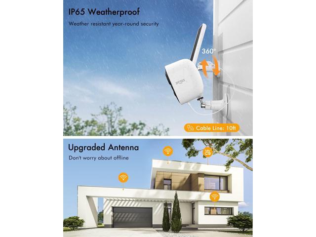 Dzees Solar Powered Security Cameras Wireless Outdoor WiFi, 2K Color Night Vision Outdoor Camera, Wireless Home Security Cameras System with Solar...