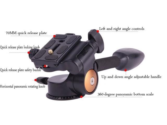 Koolehaoda Tripod Pan Head 360°Single Handle Hydraulic Damping Three-Dimensional Head with Quick Release Plate for Tripod, Monopod, DSLR Camera,...