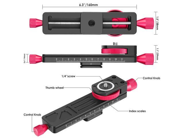 koolehaoda Metal Wormdrive Macro Focusing Focus Rail Slider/Close-up Shooting Clamp Plate: 115mm Adjustment with 1/4'Screw Head for DSLR...