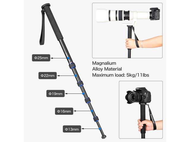 Koolehaoda Professional 65-inch Camera Aluminium Monopod with Folding Three Feet Support Stand