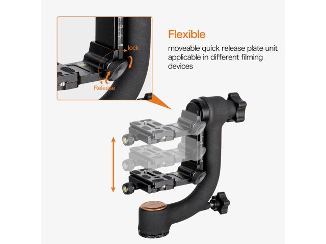 Koolehaoda Professional Heavy Duty Metal Gimbal Tripod Head with with Arca Swiss Quick Release Plate and Bubble Level for Digital SLR Cameras up to...